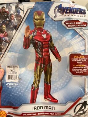 Marvel Avengers Endgame Iron Man Child Costume for Kids Large Red, Gold